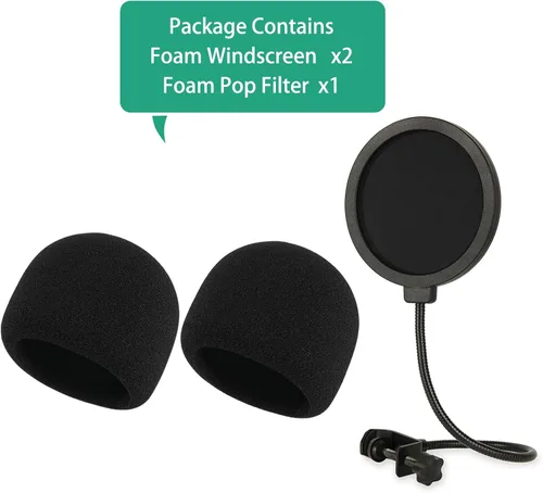 Vista 7 de Filtro pop de micrófono y parabrisas de espuma para Razer Seiren V2 X Mic, micrófono profesional con cubierta de micrófono de espuma para grabación