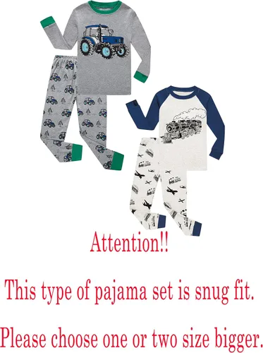 Vista 2 de KikizYe - Conjunto de pijamas para niños y niñas pequeños y grandes, ropa de dormir de 100% algodón