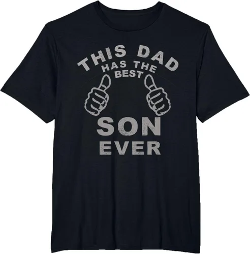 Vista 42 de Camiseta con texto en inglés "This Dad Has the Best Son Ever", regalo del día del padre, Negro