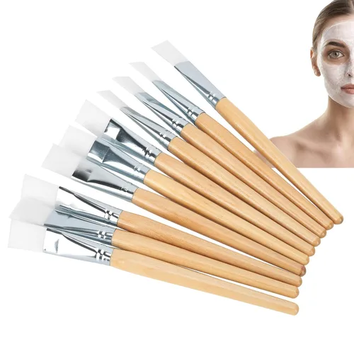 Vista 9 de 10 cepillos de máscara facial, aplicador de lodo de pelo suave, herramienta de cuidado de la piel DIY con mango de madera