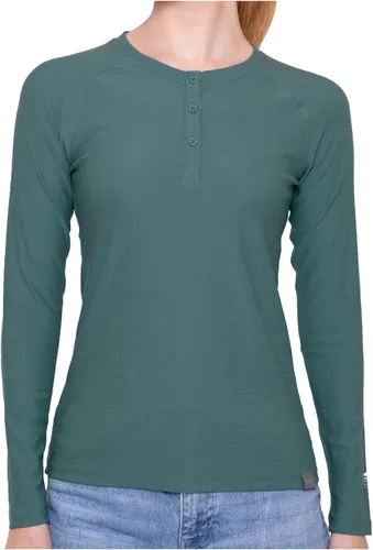 Vista 8 de MERIWOOL Camiseta térmica de lana merino ligera de manga larga Henley para mujer Negro