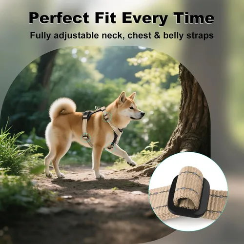 Vista 5 de Plutus Pet Arnés ajustable sin tirones para perro con detalles de cuero, chaleco de nailon reflectante resistente para entrenamiento, senderismo