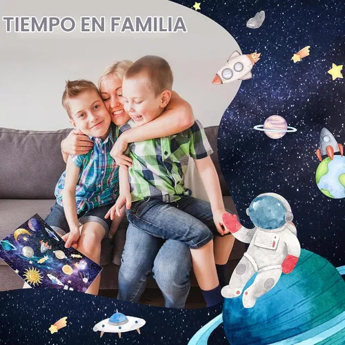 Vista 6 de 24 hojas de calcomanías espaciales para niños, reutilizables, planeta, cohete, estrella, bricolaje, haz tu propio sistema solar, calcomanías