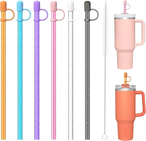 Vista 7 de Allwith 6 PCS Popotes de Repuesto para Stanley Simple Modern Owala 40 oz 30 oz 20 oz 14 oz Vaso, Popotes Reutilizables de Colores para Beber