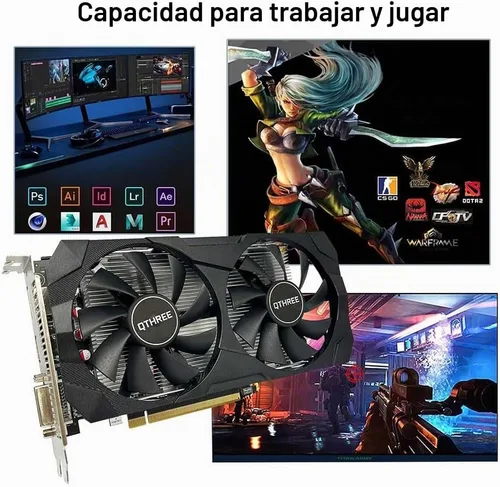 Vista 6 de QTHREE Radeon RX 560 XT 8GB GDDR5 tarjeta gráfica, 1792SP, 128 bits, DVI, HDMI, DP, tarjeta de video para juegos para PC, GPU de computadora, PCI