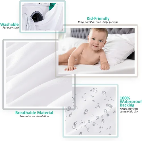 Vista 5 de Nestl Funda de colchón de microfibra con cremallera de alta calidad, protector de colchón impermeable tamaño King, se adapta a 15 pulgadas