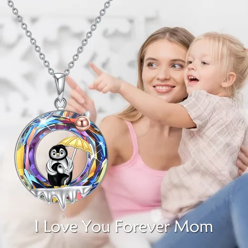 Vista 6 de YAFEINI Pandavacabúhopolillagatodelfínpingüinofénixunicornio collar de plata esterlina amante de los animales regalo para mujeres joyería