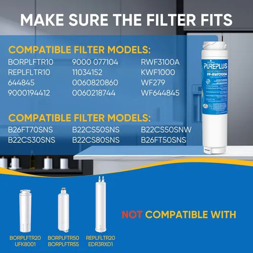 Vista 2 de PUREPLUS 9000194412 Filtro de agua de repuesto para refrigerador Bosch Ultra Clarity BORPLFTR10, REPLFLTR10, 11034152, 644845,9000 077104