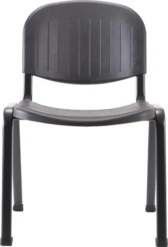 Vista 3 de Lorell Silla apilable negra con respaldo bajo (paquete de 4)