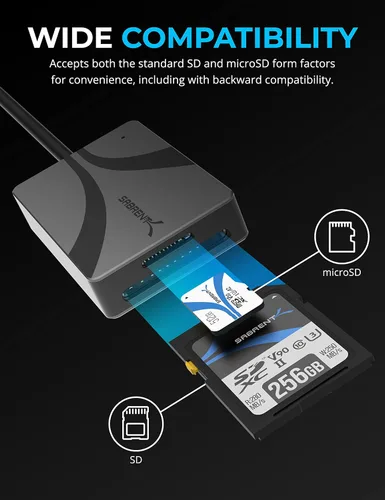 Vista 4 de SABRENT Lector de tarjetas USB tipo C, SDXC UHS-II de doble ranura y microSDXC SD 4.0 (CR-CSDM)