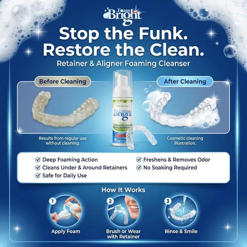 Vista 8 de Aligner & Retainer Cleaner - Espuma blanqueadora Compatible con Invisalign, Byte, Candid, ClearCorrect Protector bucal limpiador de dentaduras