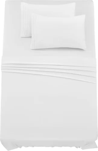 Vista 419 de LUX Décor - Juego de sábanas Twin de microfibra ultrasuave de 3 piezas con sábana encimera, sábana bajera de 16 pulgadas de profundidad y funda