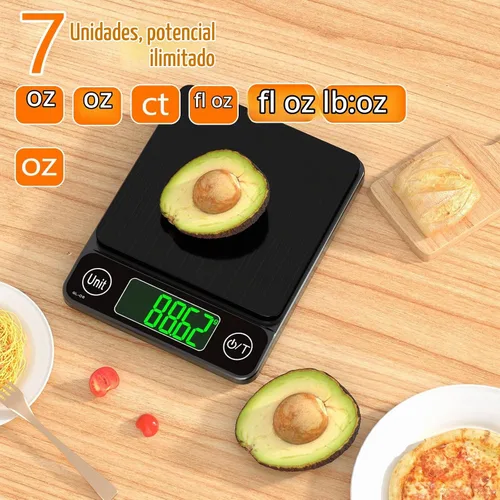 Vista 2 de Báscula digital de cocina para alimentos, báscula de café de 17.64 oz/0.01, báscula digital de alimentos, 7 unidades de gramos para hornear