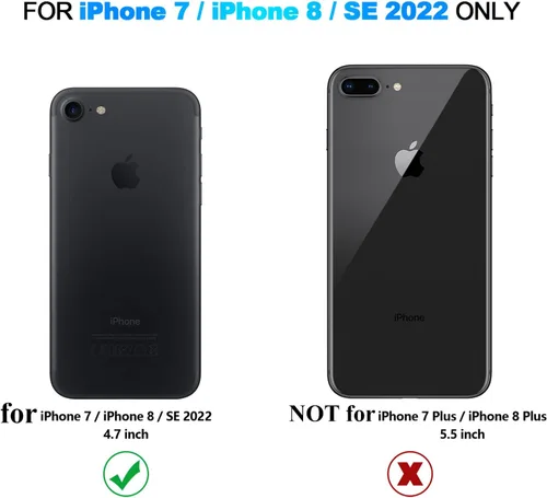 Vista 7 de Nvollnoe Funda para iPhone SE Funda 2022/iPhone SE 2020/7/8 Funda con Soporte para Tarjetas de Servicio Pesado Protectora de Doble Capa Resistente a