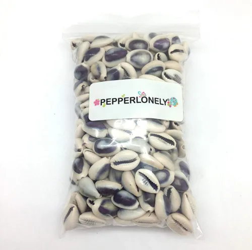 Vista 4 de PEPPERLONELY Purple Ring Cowrie Sea Shells, 8 OZ Aprox. 250+PC Shells, 1/2 pulgada
