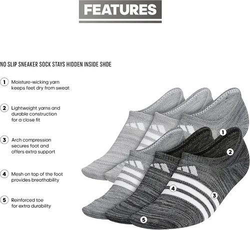 Vista 2 de adidas Womens Superlite Super No Show Socks (6-pair)