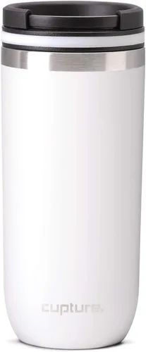 Vista 10 de Cupture TWIST-TOP - Taza de viaje de acero inoxidable con aislamiento al vacío, 16 onzas, gris plomizo Gris metalizado