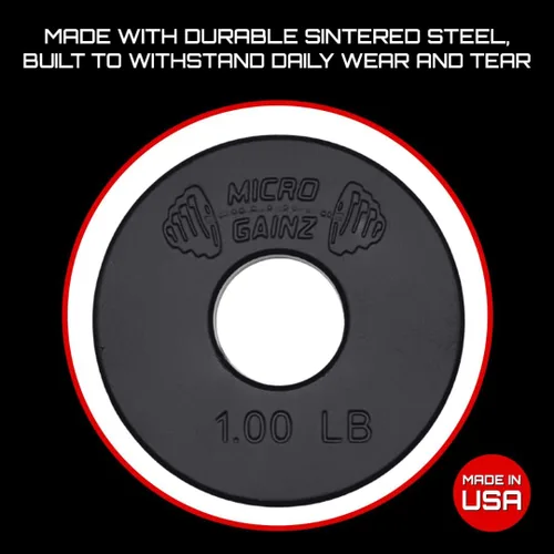 Vista 6 de Micro Gainz Placas de peso fraccionarias estándar de 1 pulgada con orificio central de 8 piezas con bolsa, diseñadas para mancuernas y barras