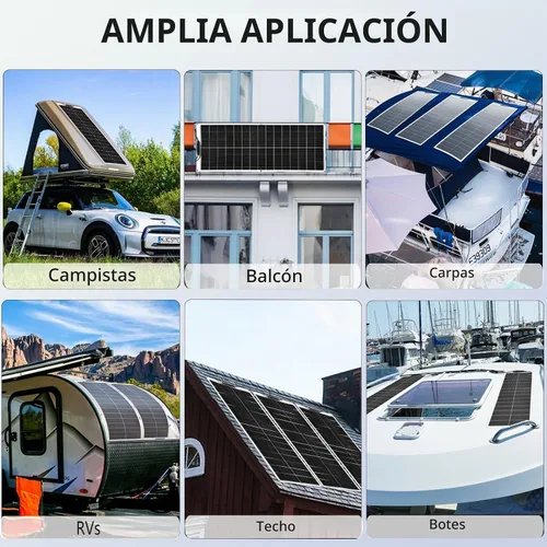 Vista 7 de XINPUGUANG Kit de panel solar flexible de 100 W, sistema de 12 V fuera de la red para barco RV Celda monocristalina de alta eficiencia, ligera