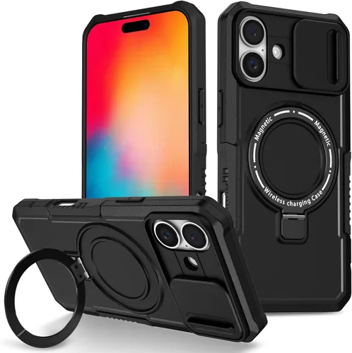 Vista 118 de Funda magnética para iPhone 11, soporte de anillo con ventana corrediza, funda protectora mate a prueba de golpes para iPhone 11 6.1, fundas