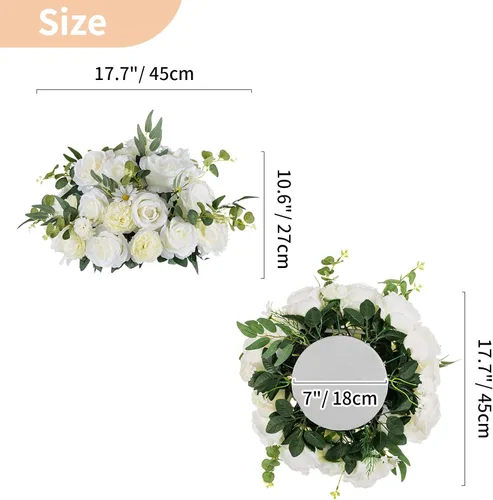 Vista 5 de [Usado] NUPTIO Centros de mesa de flores grandes para mesas: arreglo de bola de flores artificiales blancas de 17.7 pulgadas de diámetro para centro
