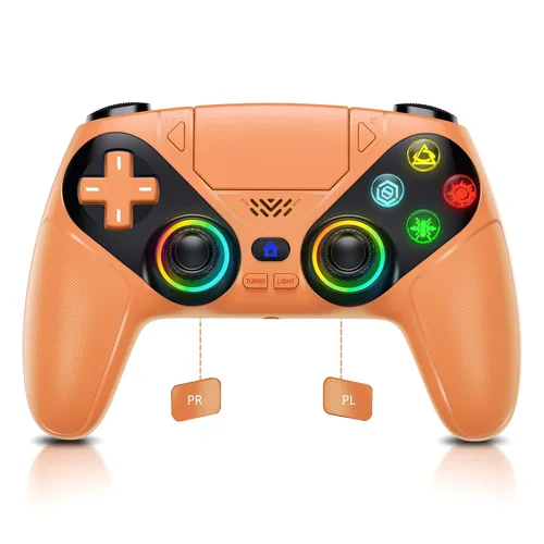 Vista 9 de Dinosoo RGB Wireless Controller for PS5/PlayStation 5 PC, Bluetooth Controller with Turbo, Macro, Dynamic Vibration, 6-Axis Motion Control, 3.5mm
