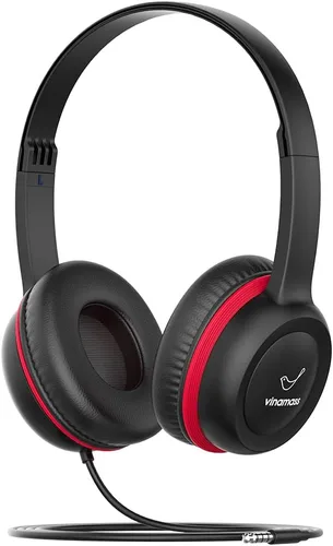 Vista 8 de vinamass Auriculares para niños, auriculares con cable para niños con limitador de volumen seguro, auriculares para niños con cable de 0.138 in