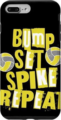 Vista 9 de iPhone XR Parents Girls Volleyball Bump Set Spike Repeat Yellow & Gray Case