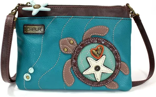 Vista 29 de CHALA Mini bandolera/bolso con correa convertible elegante, compacto, versátil Loro azul - Gris cálido