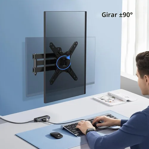 Vista 4 de Suptek - Soporte de pared para monitor de TV de movimiento completo para la mayoría de televisores y monitores de pantalla plana LED LCD de 13 a 43
