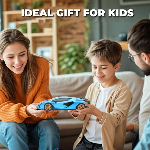 Vista 7 de QUN XING Auto a control remoto 1:24 con licencia oficial de 2.4GHZ Rc Cars Lambo Sport Racing Toy Car para niños de 4 a 7 años, regalo de Azul