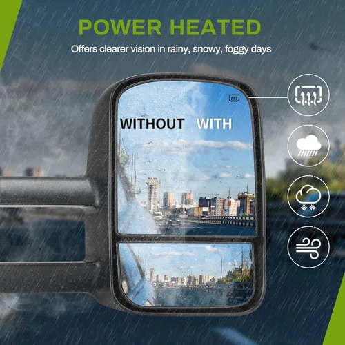 Vista 4 de AUTOSAVER88 Espejos de remolque compatibles con Chevy Silverado GMC Sierra 2007-2014, juego de espejos de remolque con calefacción eléctrica
