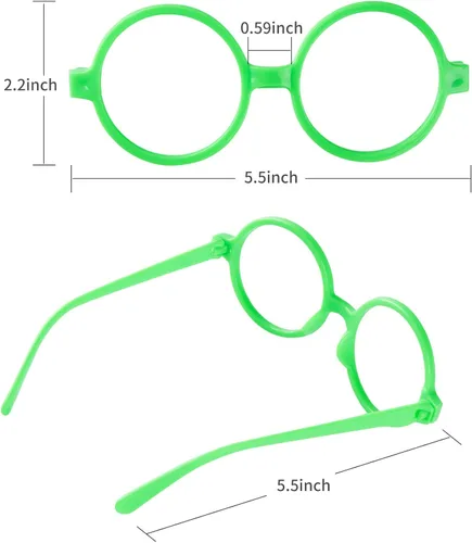 Vista 3 de Gafas de marco redondo verde con aretes de clip azules para niñas y mujeres accesorios de disfraz de Halloween