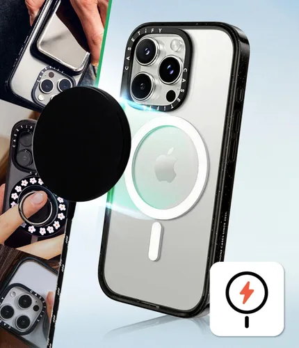 Vista 6 de CASETiFY Funda Impact para iPhone 13 [Protección contra caídas de grado militar 4X de 8.2 pies/Compatible con Magsafe] - #1 Mom - Transparente