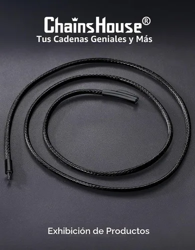 Vista 6 de ChainsHouse Collar de Cuero Negro Trenzado Impermeable con Cierre, Cadena de Cuerda DIY para Hombre y Mujer para Colgante, Personalización a. 0.079