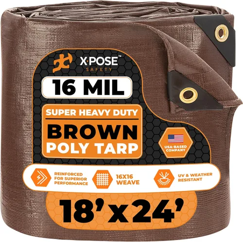 Vista 96 de Xpose Safety - Lona protectora de polietileno de 4 x 20 pies, 16 mil o 0.4mm de grosor, resistente y reforzada para evitar desgarros, resistente a