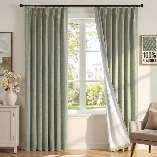 Vista 12 de H.VERSAILTEX Cortinas 100% de opacidad para dormitorio, cortinas plisadas para sala de estar, cortinas opacas con aislamiento térmico entrenadas