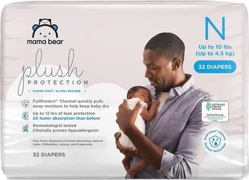 Vista 23 de Marca Amazon – Mama Bear - Pañales de protección de felpa, talla 1, suministro para un mes, pañales desechables para bebé, hipoalergénicos de alta