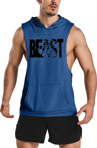 Vista 4 de GYM REVOLUTION Camiseta sin mangas para hombre, con estampado muscular, para entrenamiento, gimnasio, fitness, sin mangas