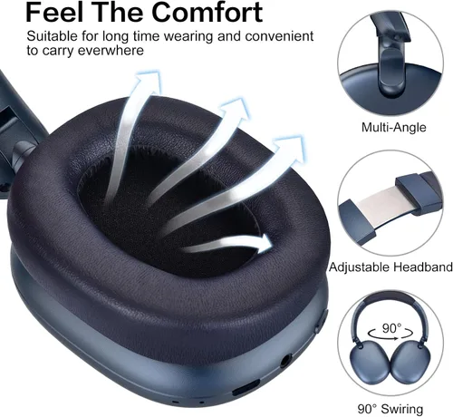 Vista 4 de C6 Active Noise Cancelling Headphones, Wireless Over Ear Bluetooth Headphones, 60H Playtime, Lightweight Folding Deep Bass Comfort Fit Ear Cups