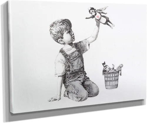 Vista 7 de Arte en lienzo de Banksy para pared, decoración del hogar, lienzo pre-estirado - varios tamaños