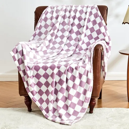 Vista 20 de Edenleaf - Manta de forro polar a cuadros negros para sofá, cálida decoración del hogar Ultra Soft Cozy Fuzzy Blanket for Bed Sofa, Fluffy