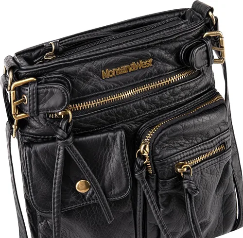 Vista 5 de Montana West Crossbody Bag for Women Multi Pocket Shoulder Bags Medium Travel Purses Ultra Soft Washed Leather