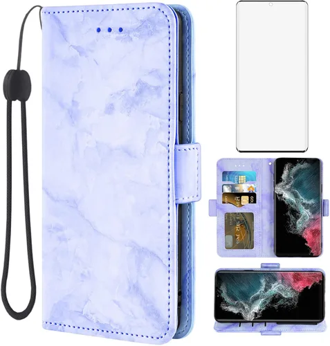 Vista 9 de Asuwish Funda de teléfono para Samsung Galaxy S23 Ultra 5G con protector de pantalla de vidrio templado y cubierta de cartera de mármol, soporte