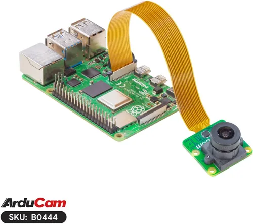 Vista 4 de Arducam para módulo de cámara Raspberry Pi 5, cámara de luz ultra baja a color IMX462, con lente M12 gran angular de 141 ° (H) y cámara web de alta