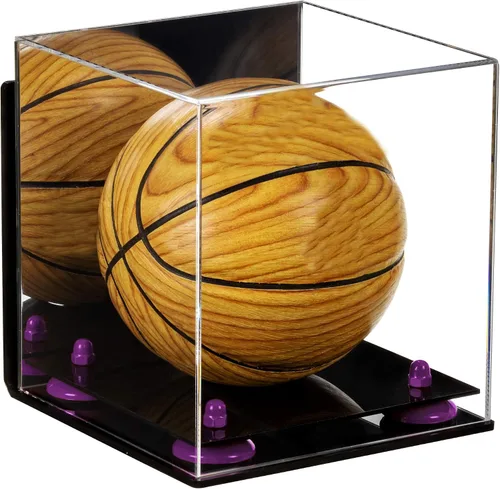 Vista 61 de Better Display Cases Mini acrílico - Miniatura (no tamaño completo) Baloncesto vitrina con elevadores negros y espejo (A015-BR)
