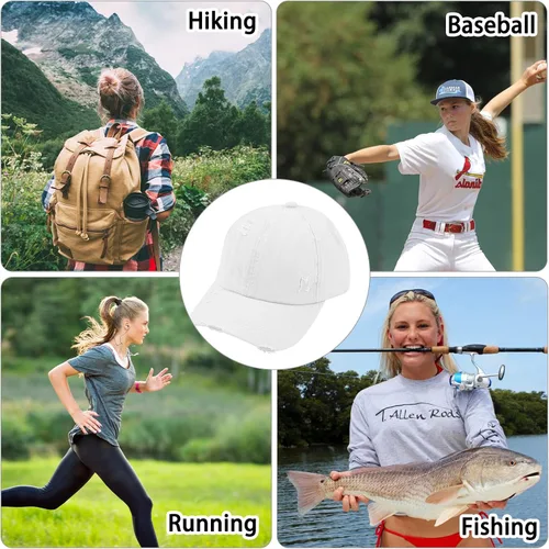 Vista 7 de Gorras de béisbol para mujer con diseño de cola de caballo ajustables cruzadas y cruzadas