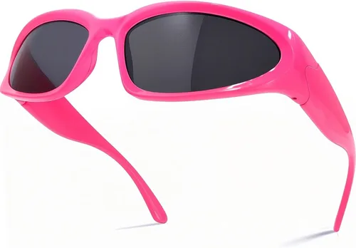 Vista 9 de LASPOR Gafas de sol deportivas envolventes para mujeres y hombres, lentes deportivos Y2K