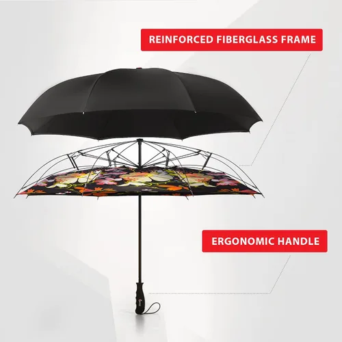 Vista 5 de Repel Umbrella Reverse Umbrella - Upside Down Inverted Reversible Wind Resistant Design - Teflon Canopy - Windproof Umbrella with Fiberglass Ribs