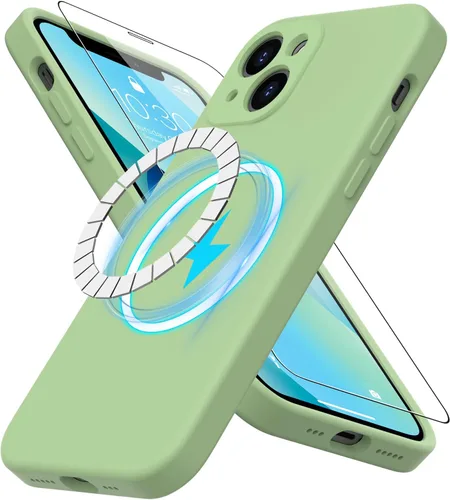 Vista 48 de DEENAKIN Funda magnética de silicona para iPhone 12 Pro con protector de pantalla, compatible con MagSafe, protección de cámara, funda protectora